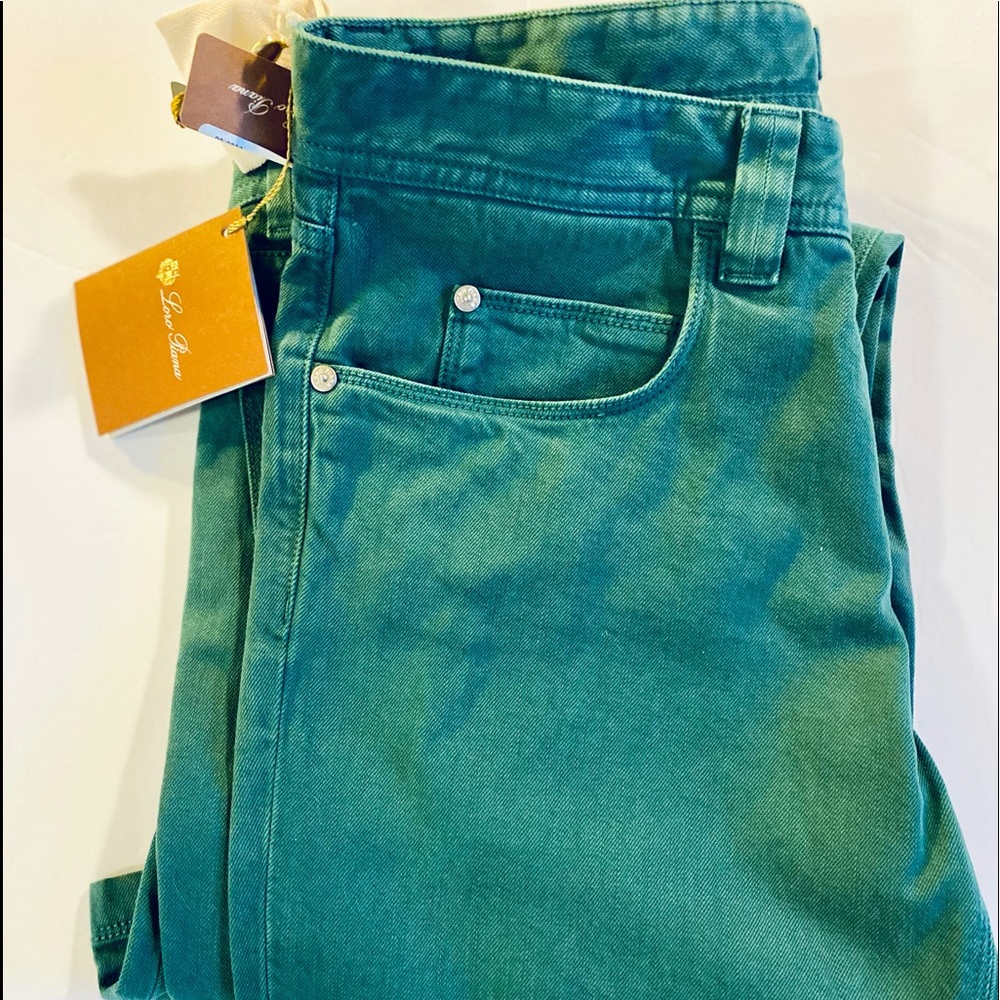Loro Piana 5 Tasche Green Slim Trousers